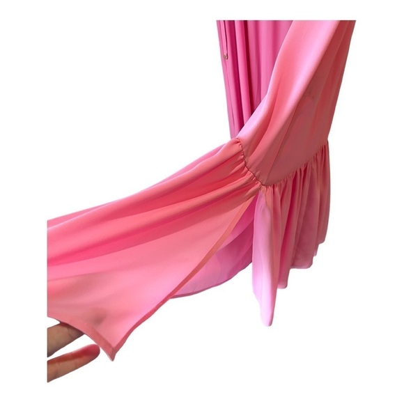 Marella MaxMara Italian Silk Blend Petal Pink Tiered Ruffle MIDI Robe Dress 10 - Picture 15 of 16